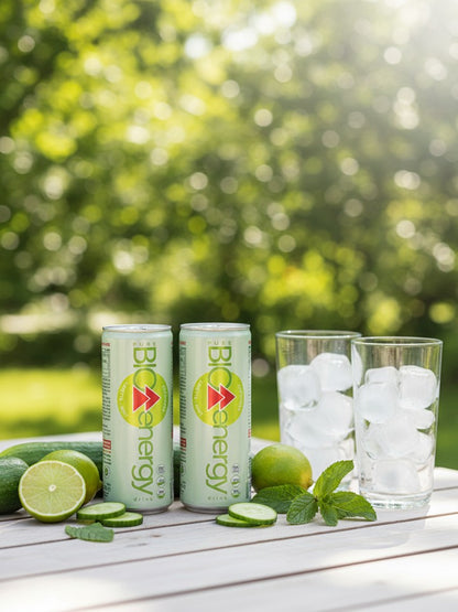 PURE-BIO® Energy Drink Gurke/Limette/Minze 1 Tray 24x250ml / 24 Dosen